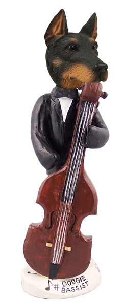 Black Doberman Pinscher Cropped Ears Bassist Doogie Collectible Dog Figurine