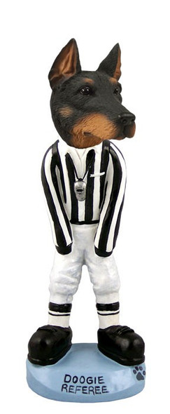 Black Doberman Pinscher Cropped Ears Referee Doogie Collectible Dog Figurine