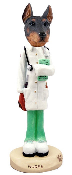 Red Doberman Pinscher Cropped Ears Nurse Doogie Collectible Dog Figurine