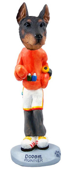 Red Doberman Pinscher Cropped Ears Runner Doogie Collectible Dog Figurine