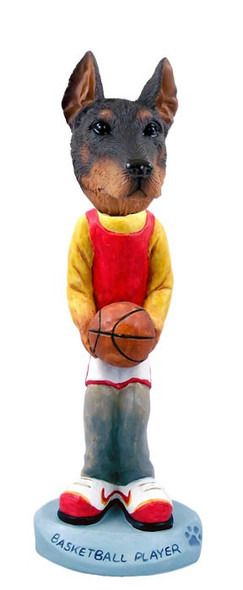 Red Doberman Pinscher Cropped Ears Basketball Doogie Collectible Dog Figurine