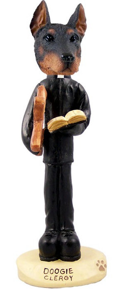 Red Doberman Pinscher Cropped Ears Clergy Doogie Collectible Dog Figurine