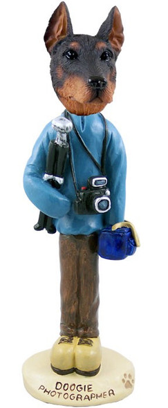 Red Doberman Pinscher Cropped Ears Photographer Doogie Collectible Dog Figurine