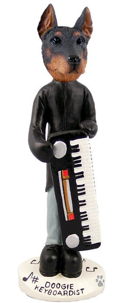 Red Doberman Pinscher Cropped Ears Keyboardist Doogie Collectible Dog Figurine