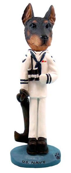 Red Doberman Pinscher Cropped Ears U S Navy Doogie Collectible Dog Figurine