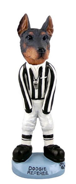 Red Doberman Pinscher Cropped Ears Referee Doogie Collectible Dog Figurine