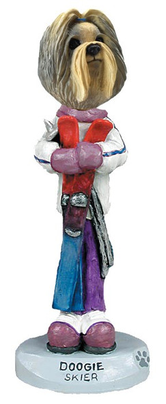 Mixed Color Shih Tzu Skier Doogie Collectible Dog Figurine