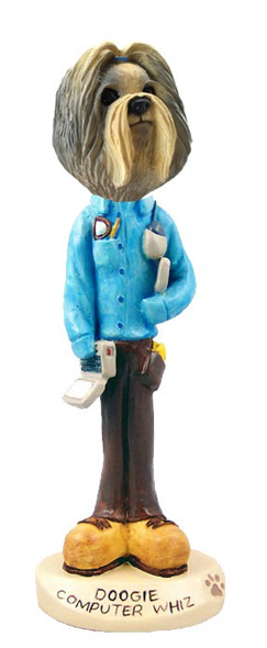 Mixed Color Shih Tzu Computer Whiz Doogie Collectible Dog Figurine