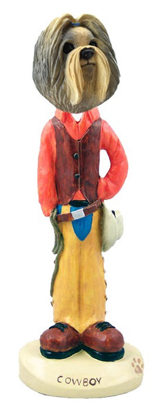 Mixed Color Shih Tzu Cowboy Doogie Collectible Dog Figurine