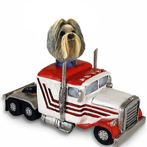 Mixed Color Shih Tzu Truck Tractor Doogie Collectible Dog Figurine