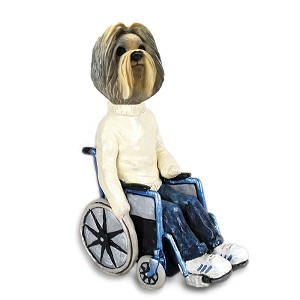 Mixed Color Shih Tzu Wheelchair Doogie Collectible Dog Figurine