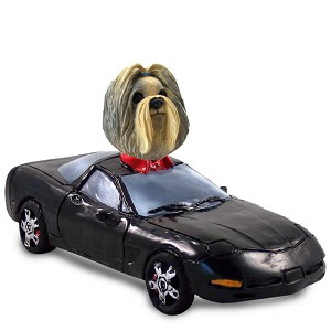 Mixed Color Shih Tzu Sports Car Doogie Collectible Dog Figurine