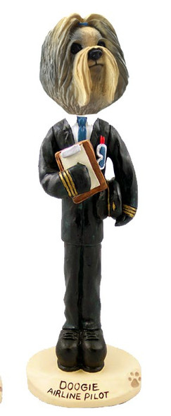 Mixed Color Shih Tzu Airline Pilot Doogie Collectible Dog Figurine