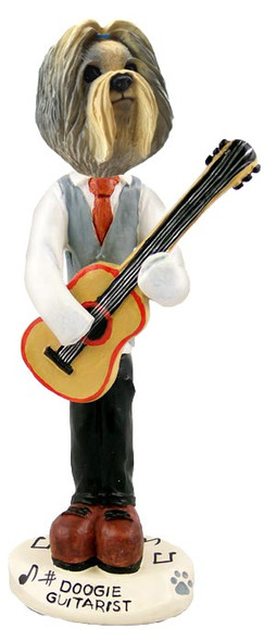 Mixed Color Shih Tzu Guitarist Doogie Collectible Dog Figurine