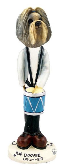 Mixed Color Shih Tzu Drummer Doogie Collectible Dog Figurine
