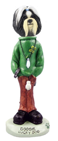 Black & White Shih Tzu Lucky Doogie Collectible Dog Figurine