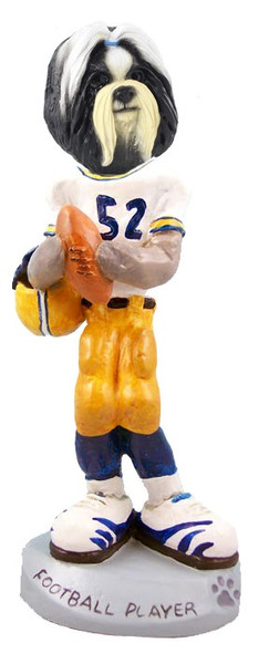 Black & White Shih Tzu Football Player Doogie Collectible Dog Figurine