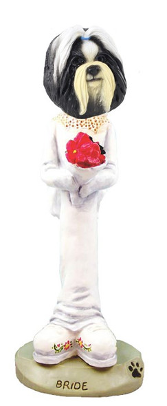 Black & White Shih Tzu Bride Doogie Collectible Dog Figurine
