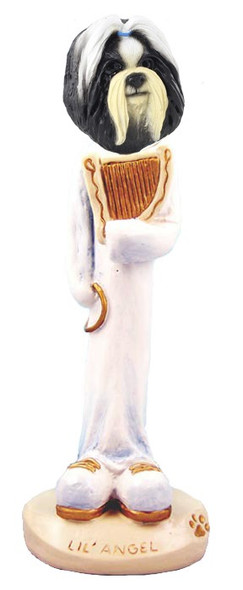 Black & White Shih Tzu Lil Angel Doogie Collectible Dog Figurine