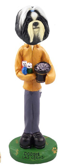 Black & White Shih Tzu Las Vegas Doogie Collectible Dog Figurine