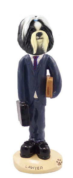 Black & White Shih Tzu Lawyer Doogie Collectible Dog Figurine