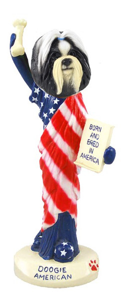 Black & White Shih Tzu American Doogie Collectible Dog Figurine
