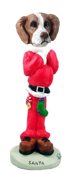 Brown & White Brittany Santa Doogie Collectible Dog Figurine