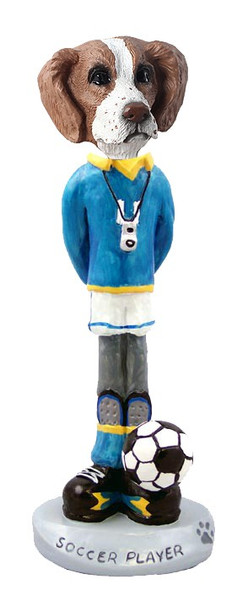 Brown & White Brittany Soccer Doogie Collectible Dog Figurine