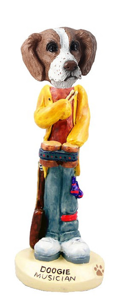 Brown & White Brittany Musician Doogie Collectible Dog Figurine