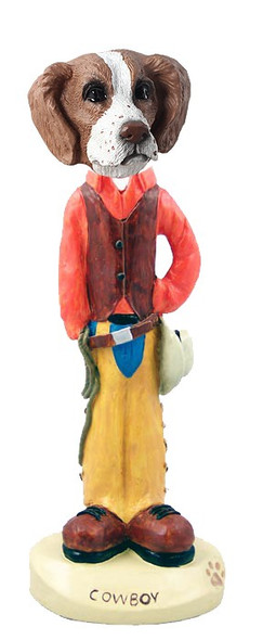 Brown & White Brittany Cowboy Doogie Collectible Dog Figurine
