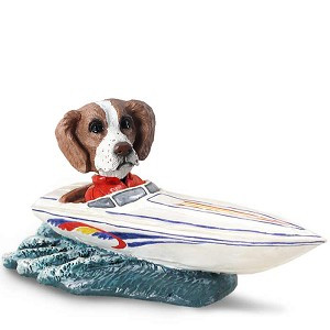 Brown & White Brittany Motorboat Doogie Collectible Dog Figurine