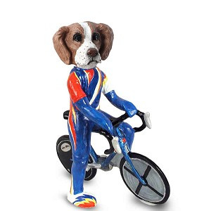 Brown & White Brittany Bicycle Doogie Collectible Dog Figurine