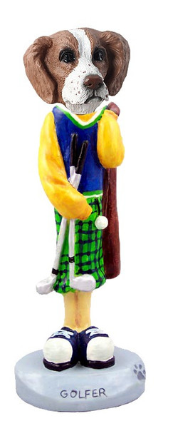 Brown & White Brittany Golf Doogie Collectible Dog Figurine