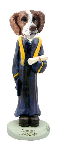 Brown & White Brittany Graduate Doogie Collectible Dog Figurine