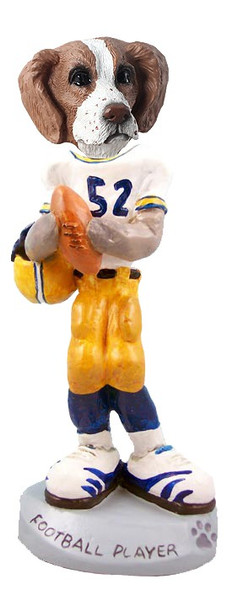 Brown & White Brittany Football Player Doogie Collectible Dog Figurine