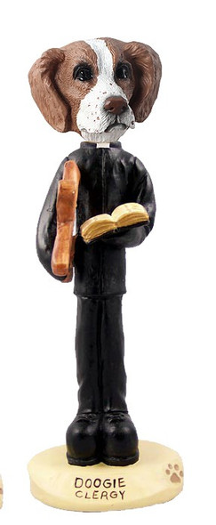 Brown & White Brittany Clergy Doogie Collectible Dog Figurine