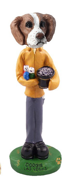 Brown & White Brittany Las Vegas Doogie Collectible Dog Figurine