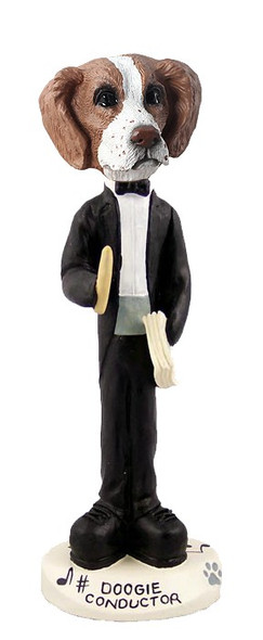 Brown & White Brittany Conductor Doogie Collectible Dog Figurine