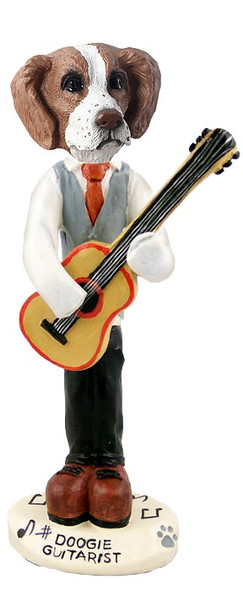 Brown & White Brittany Guitarist Doogie Collectible Dog Figurine