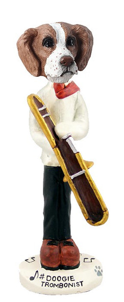 Brown & White Brittany Trombonist Doogie Collectible Dog Figurine