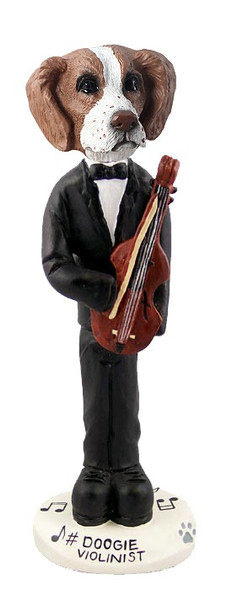 Brown & White Brittany Violinist Doogie Collectible Dog Figurine