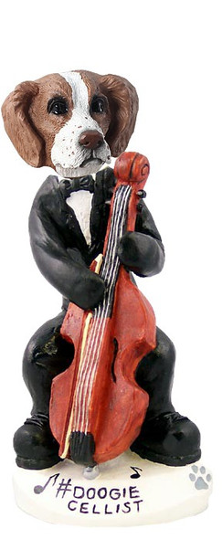 Brown & White Brittany Cellist Doogie Collectible Dog Figurine