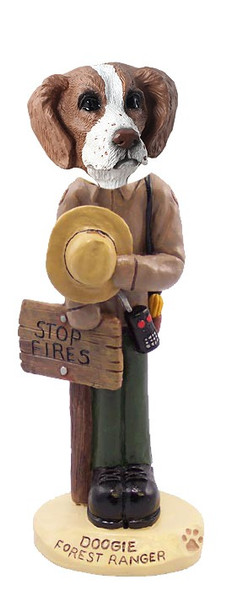 Brown & White Brittany Forest Ranger Doogie Collectible Dog Figurine