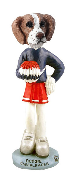 Brown & White Brittany Cheerleader Doogie Collectible Dog Figurine