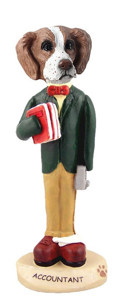 Brown & White Brittany Accountant Doogie Collectible Dog Figurine