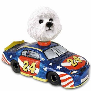 Bichon Frise Race Car Doogie Collectible Dog Figurine