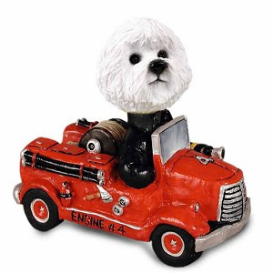 Bichon Frise Fire Engine Doogie Collectible Dog Figurine