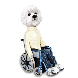 Bichon Frise Wheelchair Doogie Collectible Dog Figurine