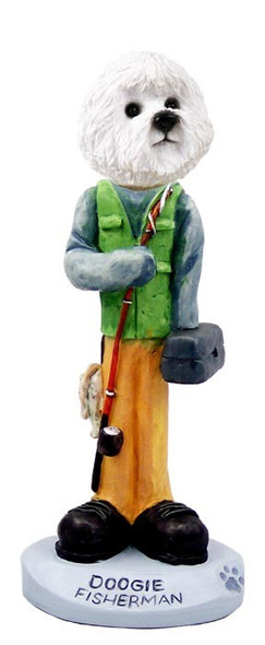 Bichon Frise Fisherman Doogie Collectible Dog Figurine