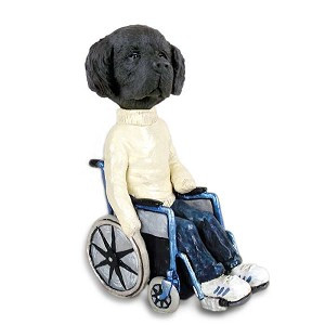 Newfoundland Wheelchair Doogie Collectible Dog Figurine